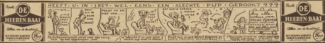 717145 Advertentie in de vorm van een stripverhaaltje van Ton van Tast over Oud & Nieuw 1927-1928, voor Douwe Egberts ...